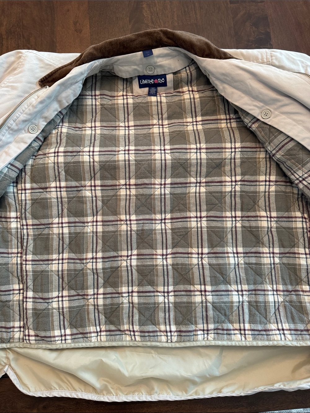 Limited Too RARE Vintage Zip up Chore Jacket Buttoned in Plaid Removeable Lining - Picture 10 of 15